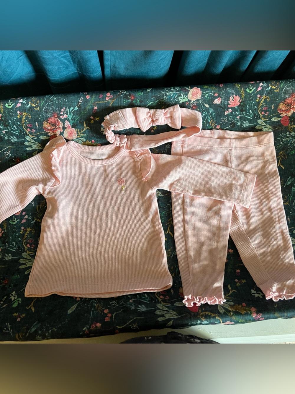 Pink waffle knit set